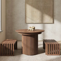 Ensemble de table à manger télescopique extensible en bois de frêne massif de style rétro, table à manger rectangulaire haut de gamme pour plusieurs personnes, idéale pour les villas