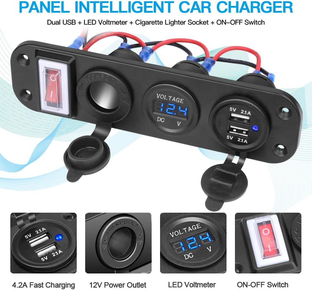 Pannello Interruttori a Levetta Impermeabile 6 Pulsanti Rocker 12V/24V On-Off Interruttore a Levetta LED per Luci Nautiche Marine e Automobilistiche