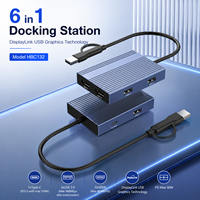 Adaptador DisplayLink USB C a Doble HDMI 4K 60Hz 6 en 1, Hub Híbrido Tipo C USB A, Estación de Acoplamiento para Dos Monitores, Compatible con MacBook M1 M2 M3