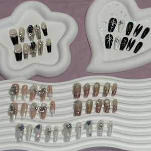<span class=keywords><strong>Uñas</strong></span> Acrílicas <span class=keywords><strong>Cortas</strong></span> Cuadradas Estilo Francés, 10 Piezas, Pintadas a Mano en 3D, Reutilizables, <span class=keywords><strong>de</strong></span> Alta Calidad, <span class=keywords><strong>Uñas</strong></span> Postizas a Presión - Product Image 3