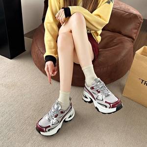 Zapatillas Deportivas Plateadas con Plataforma para Mujer, Estilo Casual, con Malla, Tacón Medio, para Primavera y Otoño - Product Image 4