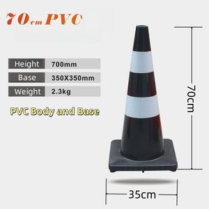 70cm 75cm赤PVCとゴム反射ホワイト反射交通コーン効果的な交通警告 - Product Image 4