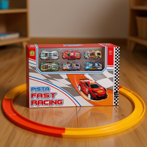 Piste de course rapide Pista 33x20x4 cm en plastique certifiée CE pour enfants de 3 ans et plus, ensemble de voitures jouets - Product Image 3