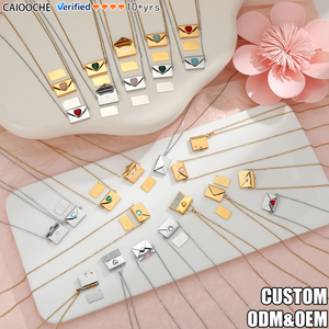 CAIOOCHE Nuovo Ciondolo a Forma <span class=keywords><strong>di</strong></span> Cuore in Acciaio Inossidabile Placcato Oro 18K per Donne, Collana Personalizzata con Incisione Logo - Product Image 1