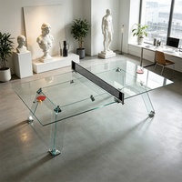 Table de tennis de table en verre durable de taille standard en aluminium pour l'intérieur, style moderne