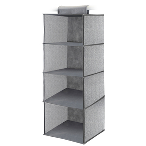 Organisateur de <span class=keywords><strong>placard</strong></span> suspendu en tissu à double rangement avec 4 étagères pour vêtements - Product Image 1