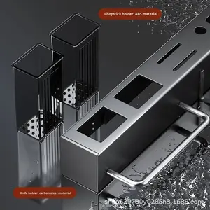 Étagère <span class=keywords><strong>de</strong></span> rangement <span class=keywords><strong>de</strong></span> <span class=keywords><strong>cuisine</strong></span> murale multifonctionnelle en acier au carbone, sans perçage, durable, moderne, épaissie, pour <span class=keywords><strong>ustensiles</strong></span> - Product Image 4