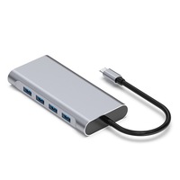 Hub Splitter 11-in-1 Tipe-C ke VGA/PD dengan Docking Station yang Dilengkapi Port USB 3.0 dan Ethernet (Cross-Border)