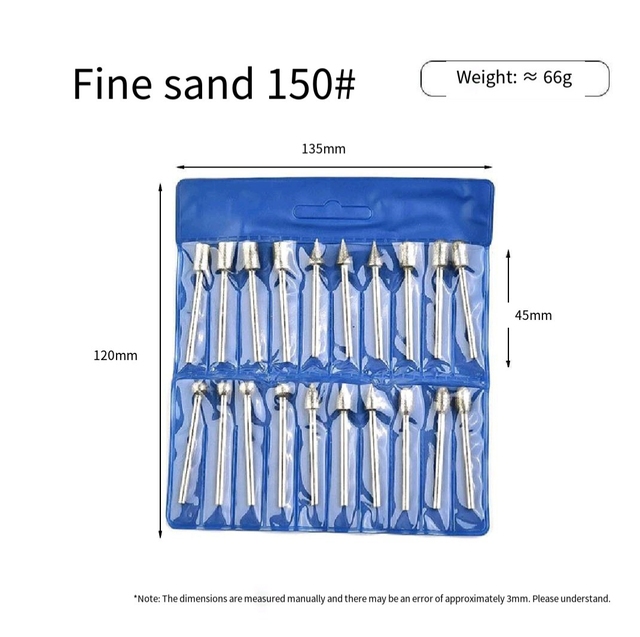 20 Pieces Full Set Diamond Burr Bits 150 Fine Grit Stone Jade Jewelry Polishing, Glass Ceramic Carving Metal Rust Removing