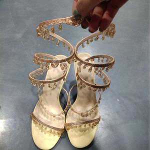 Nuevas <span class=keywords><strong>Sandalias</strong></span> <span class=keywords><strong>de</strong></span> Tacón Alto con Punta Redonda, Diseño <span class=keywords><strong>de</strong></span> Boca <span class=keywords><strong>de</strong></span> Pez, Enredado Serpiente, Talla Grande, con Pedrería, para Pasarela, para Mujer - Product Image 3