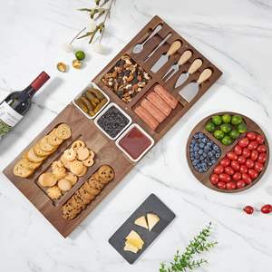 Assiette de service en <span class=keywords><strong>bois</strong></span> extra large planche <span class=keywords><strong>magnétique</strong></span> à charcuterie en acacia planche à fromage en <span class=keywords><strong>bois</strong></span> avec <span class=keywords><strong>ardoise</strong></span> de coupe - Product Image 6