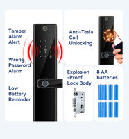 S819-2max Smart Door Lock with Camera & Indoor Screen Tuya Wifi Video Intercom Fingerprint Card Code Smart Lock for Front Door