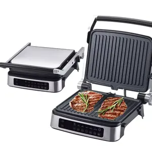 Aifa Customized Stainless Steel Indoor Electric Grill Toaster Pan Portable Digital Commercial Panini Press Electric Contact Gril