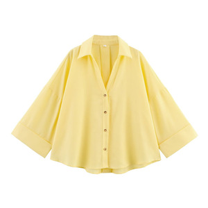 Camicia da Donna Estiva Nuova Casual Slim Fit in Lino con Bottoni a Righe Multicolore a Maniche Lunghe - Product Image 4