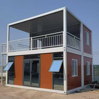 Maison conteneur modulaire démontable à deux étages en acier, pour logement, bureau, usage en camp de chantier et villa