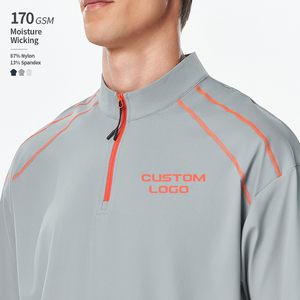 Camiseta Deportiva Unisex con Cuello Alto, 87% Nailon, 170 GSM, Transpirable, Resistente a los Rayos UV, con Media Cremallera, Diseño Color Block y Hombros Caídos - Product Image 1