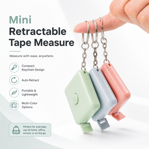 Porte-clés mignon carré avec ruban à mesurer |   Ruban à mesurer rétractable double échelle pour le corps - Product Image 1