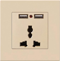 Enchufe de Pared con Doble Puerto USB 2.1A, Panel de 86mm, Enchufe Universal de 13A con Múltiples Orificios para Hogar, Oficina, Hotel, Montaje en Pared