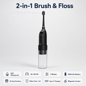 Mejor <span class=keywords><strong>Precio</strong></span>, Cepillo de Dientes y Irrigador Bucal 2 en 1, Inalámbrico, Alimentado por USB, para Exteriores y Autocaravanas, 3 Modos, Portátil, de Plástico para el Hogar - Product Image 4