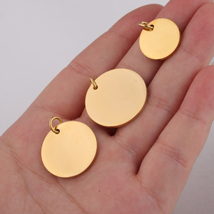 Liontin Logam Stainless Steel Grosir Berlapis Emas, Papan Nama Custom Terukir, Label Logo Bulat untuk Pembuatan Perhiasan Charm - Product Image 6