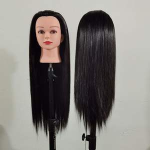 Cabeza de Maniquí de pelo sintético 100% para mujer, muñeca de entrenamiento de estilismo, cabeza de Maniquí de cosmetología, cabeza de entrenamiento de muñeca para peluquería - Product Image 4