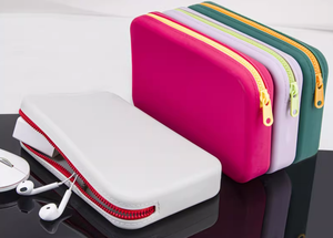 Sac de rangement multifonctionnel pour voyage et maquillage, imperméable, résistant à l'usure, en silicone, avec fermeture éclair, couleurs : vert <span class=keywords><strong>chartreuse</strong></span> clair, rose rouge, vert clair, violet - Product Image 6