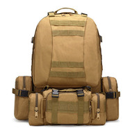 Sac à dos tactique camouflage unisexe 55L, sac à dos de randonnée de designer, imperméable, en polyester, pour le camping, les voyages et la randonnée