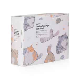 Ensemble de draps Gatti pour lit king size italien, 100% coton, motif chat, taies d'oreiller incluses - Product Image 3