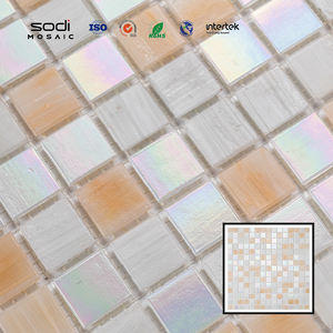 327 moderno * 327 mosaico di vetro quadrato caldo-fusione <span class=keywords><strong>rosa</strong></span> bianco Glitter 4mm di spessore per la decorazione della parete della piscina paesaggio - Product Image 2