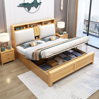 Lits en bois avec rangement, design luxueux et silencieux, certifiés qualité, avec tête de lit rembourrée en cuir