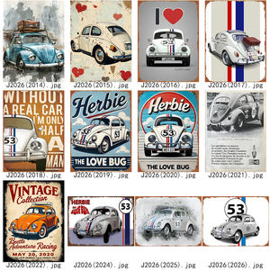 Póster Metálico Impreso con UV de 30x40 CM, Personalizado al por Mayor, Decoración de Pared para Oficina, Cuarto de Hombre, Garaje, Letrero Metálico con Diseño de Autos Clásicos - Product Image 3