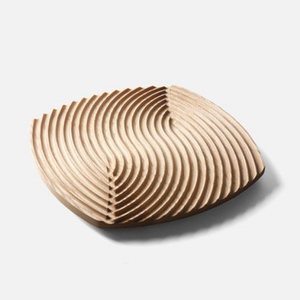 Juego de posavasos de madera de haya con ondulación de agua, alfombrillas de madera de diseño nórdico para el hogar y la Oficina - Product Image 1