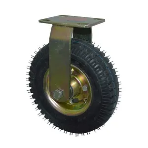 8/10 inch black heavy duty Pneumatic Rubber Caster swivel castor wheel rubber 10 inch fixed frame
