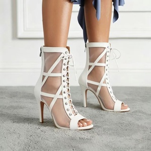 Botas de <span class=keywords><strong>Baile</strong></span> <span class=keywords><strong>Latino</strong></span> Blancas de 9.5cm con Punta Abierta, de Satén, para Salsa, Tango, Práctica, <span class=keywords><strong>Baile</strong></span> de Salón, con Cordones, para Jazz - Product Image 2