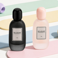 Flacon de parfum en verre vide de luxe, ovale, à base épaisse, 100 ml, couleur personnalisée, bouchon en verre doré, avec boîte cadeau