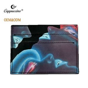 Porte-cartes en cuir à motif personnalisé porte-cartes d'identité cadeaux promotionnels porte-cartes mince rfid bloquant les portefeuilles pour homme - Product Image 4