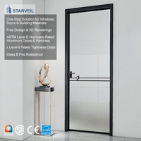 Portes battantes doubles en PVC et aluminium avec vitrage pour salle de bain, usage intérieur