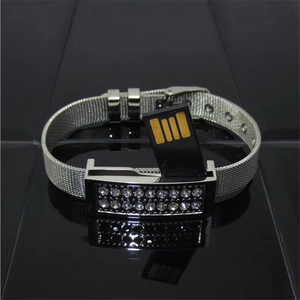 Xoay đồ trang sức USB Flash Drive 2.0 8GB 16GB <span class=keywords><strong>32GB</strong></span> Bộ nhớ lưu trữ kim loại bút Vòng đeo tay Pendrive dây đeo cổ tay với pha lê - Product Image 1