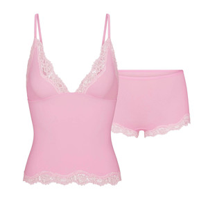 Completo da donna due pezzi con top a triangolo e pantaloncini a vita media, personalizzabile, in tessuto elasticizzato con spalline regolabili - Product Image 5