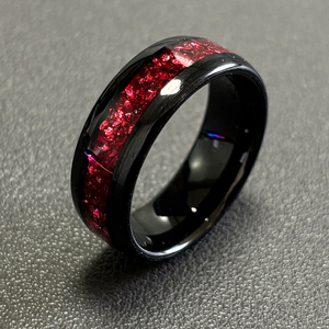 Màu đen đen Garnet Nhẫn nghiền nát màu đỏ <span class=keywords><strong>ruby</strong></span> Mens Đen tungsten carbide Wedding Band nhẫn Nhẫn Đỏ món quà - Product Image 1