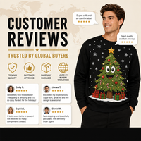 Pull de Noël moche à col rond pour homme, personnalisé avec motif jacquard d'arbre, en tricot, pour les acheteurs de marques en gros (OEM)