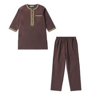 Nouvelle Robe pour Enfants d'Arabie Saoudite, Vêtements Musulmans, <span class=keywords><strong>Qamis</strong></span> pour Garçons, Jubba Thobe, <span class=keywords><strong>Ensemble</strong></span> 2 Pièces, Vêtements Islamiques, Abaya Kaftan pour Hommes, Tenue de Fête - Product Image 5