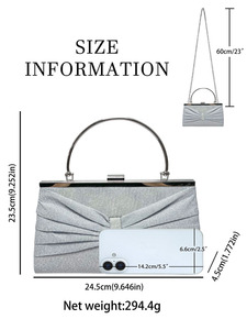 Cross-border New Shiny Bow Polyester Evening Bag With Pleated Design European Retro Style for Celebrity Parties Tanjing - Product Image 5