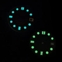 Cadran de montre en fibre de carbone 28,5 mm avec logo de marque personnalisé, index MM, GMT BGW9 C3 luminescent pour cadran de montre NH34 GMT, fabricant de pièces de cadran.