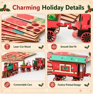 ชุดรถไฟไม้คริสต์มาส DIY รุ่นใหม่ ขายดี ชุดรถไฟไม้คริสต์มาสทำเอง - Product Image 3