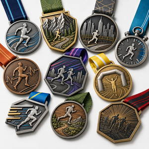 Medalla para carrera benéfica con diseño de esmalte suave, cinta personalizada y embalaje en tarjeta para eventos de recaudación de fondos. - Product Image 1