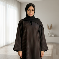 Ensemble deux pièces pour femmes musulmanes arabes du Moyen-Orient, Dubaï, couleur unie, col en V, rayé, Ramadan, mode simple, ample, confortable, avec foulard