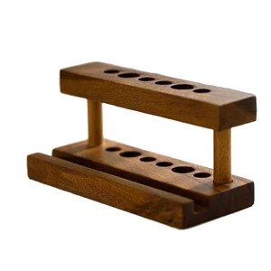 Support de stylo et de téléphone en bois à double usage, de forme carrée, avec plusieurs trous pour l'organisation du bureau - Product Image 5