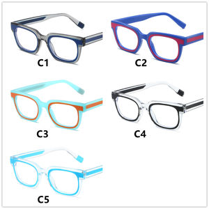 Moda Mujeres Niñas Gafas retro Lente de corte azul Pequeño marco azul con círculo rojo óptico - Product Image 6