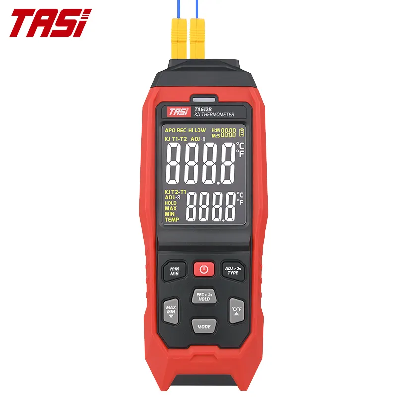TASI TA612B 8999 Grupos Termômetro Digital K/J de canal duplo Termômetro Termopar para a Indústria